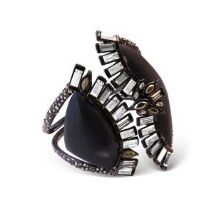 Alexis Bittar bracelet w/black lucite in gunmetal setting encrusted w/crystals.